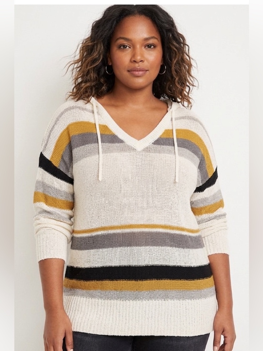 Maurices Striped Lightweight Knit Hooded Sweater Pullover Hoodie Size XXL